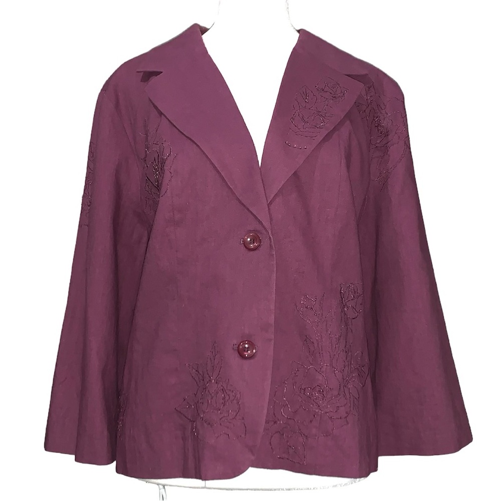 Christopher & Banks Women’s Linen Fitted Blazer Jacket Size Large